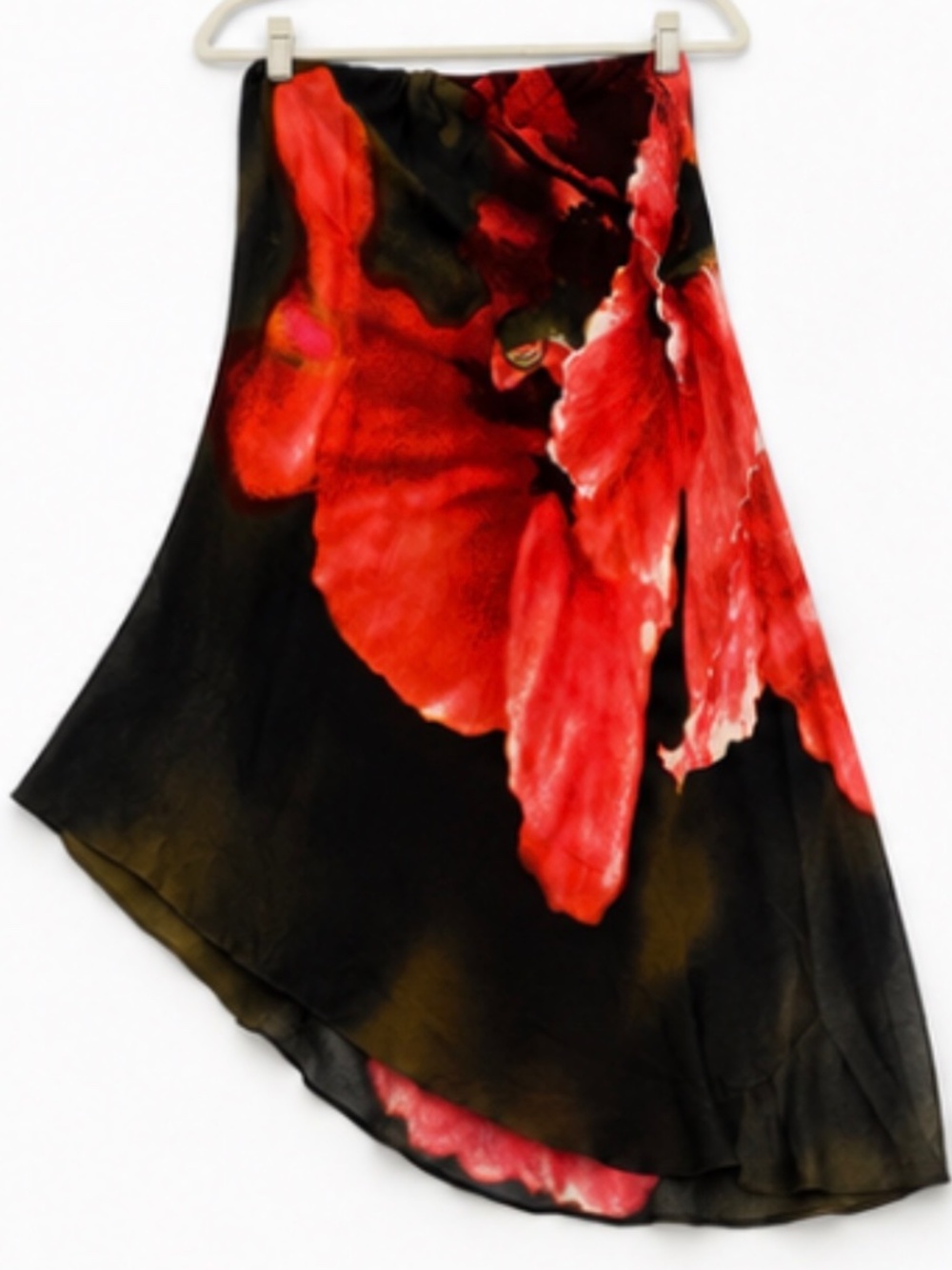 ROBERTO CAVALLI Red Floral Asymmetric Skirt XS